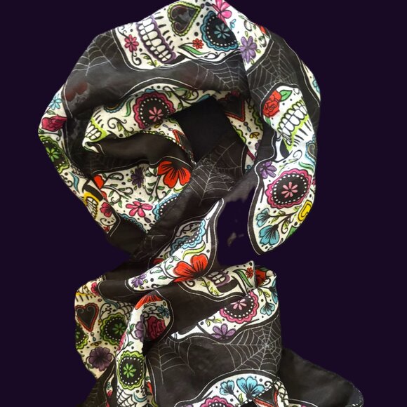 "Day of the Dead" Scarf "Día de los Muertos" Honoring those who have passed EUC - Picture 3 of 12